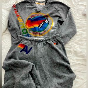 New Aviator Nation Sweat Set , Crewneck and Sweatpants Size L, Large